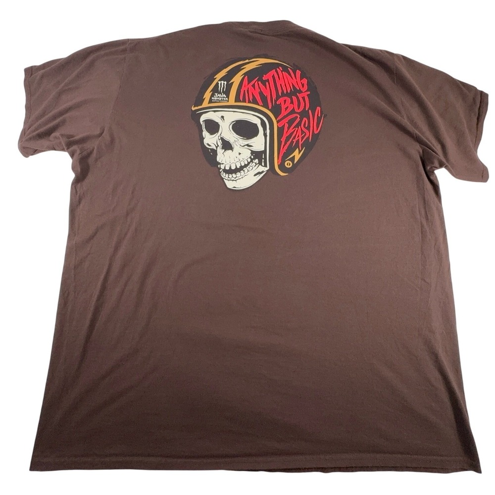 Vintage Y2k Java Monster Energy Drink Brown Graphic Short Sleeve Tee Men's 3XL